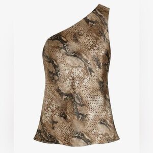 Express Satin Snakeskin One Shoulder Top, size L